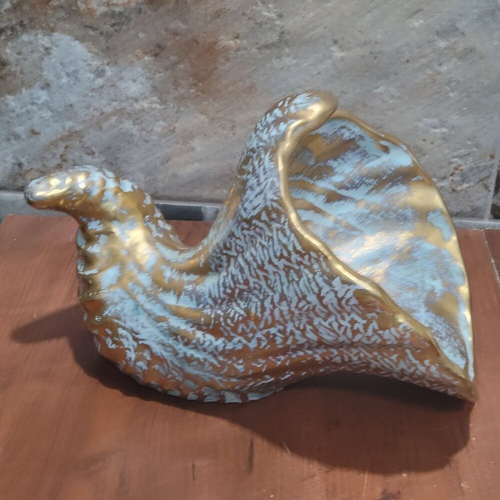 Stangl Antique Gold Cornucopia 5066 Shell Vase Centerpiece